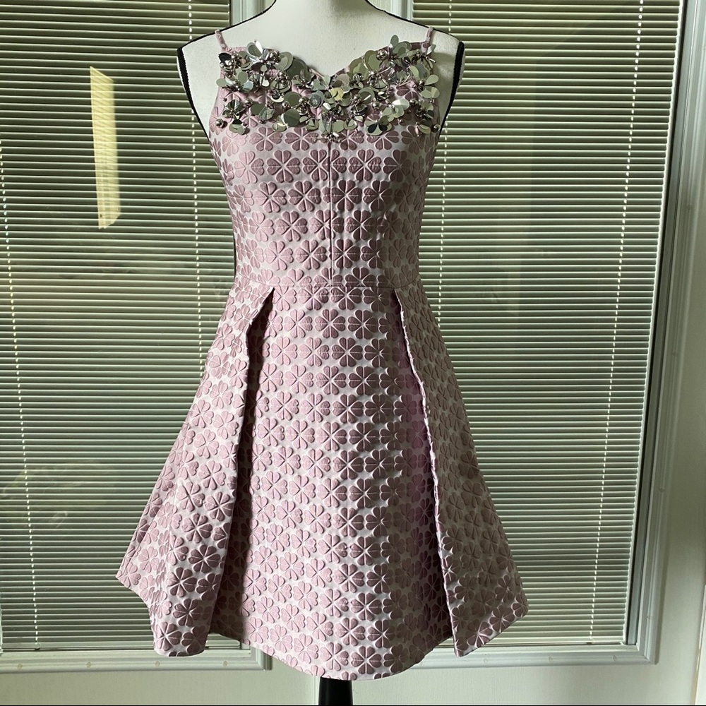 Embellished Pink Fit & Flare Dress